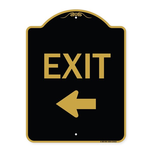 Signmission Parking Lot Sign Exit Sign Left Arrow, Black & Gold Aluminum Sign, 24" L, 18" H, BG-1824-23422 A-DES-BG-1824-23422 - main